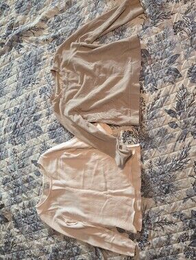 Two Neutral Long-Sleeve Tops - Light Pink & Beige